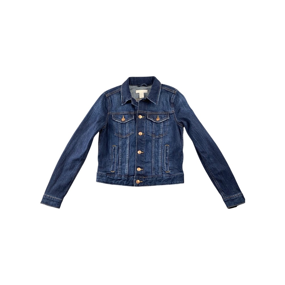 H&M Denim Jacket Dark Wash‎ Button Front Classic Trucker Style